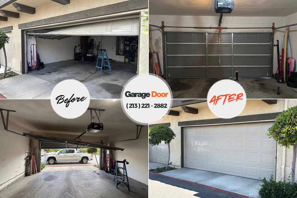 Before and after: garage door repair Fridley, MN